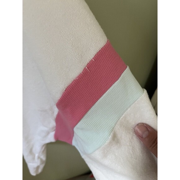 Wild Fox Candy Stripe Miami Polo Shirt Vanilla Terry Cloth Long Sleeve Medium - Picture 6 of 7